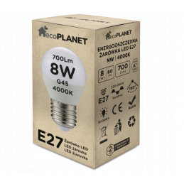 LED žárovka E27 - G45 - 8W...